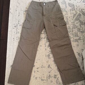 Zara Straight-Leg Cargo Pants in Olive
